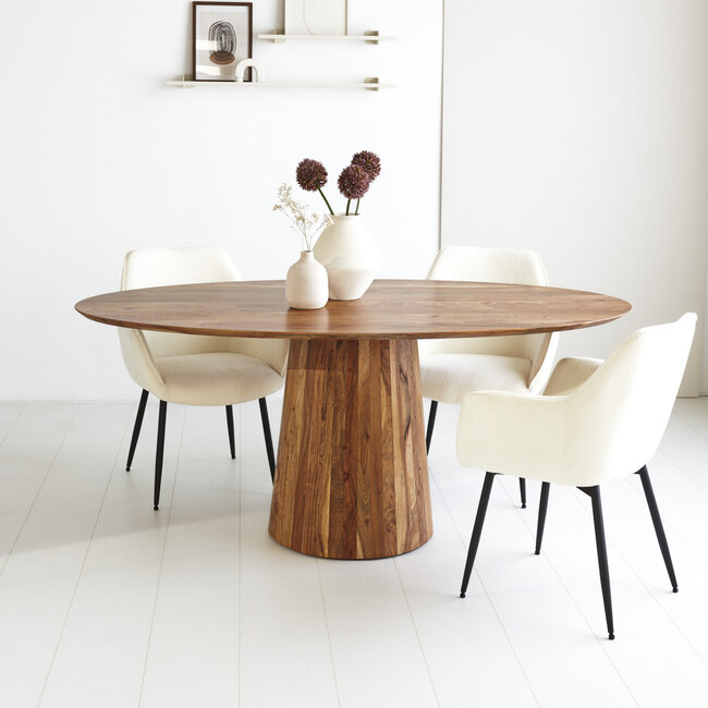 Table de salle à manger ovale Amelia bois 180x100 cm