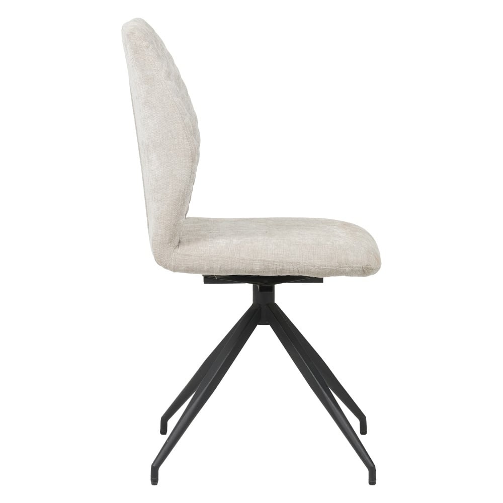 Chaises Cuisine CHAIRUS Lot De 2 - Tissu Chenille - Coussin Double Rembourré - Pieds Métal - Blanc