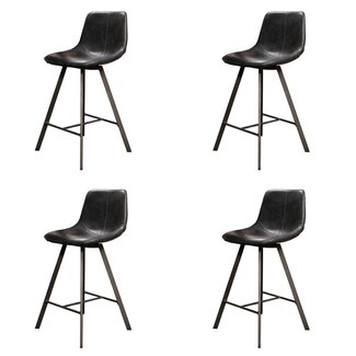 Dimehouse Lot de 4 Tabouret De Bar Industriel Benjie Simili Cuir Anthracite