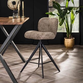 Lot de 2 Tabouret de bar pivotant Lava bouclé taupe