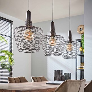 Luki Suspension industrielle 3-lumières couleur cuivre