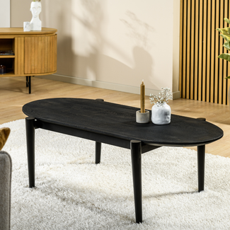 Kylie Table basse ovale en bois de manguier 120x60 cm noir