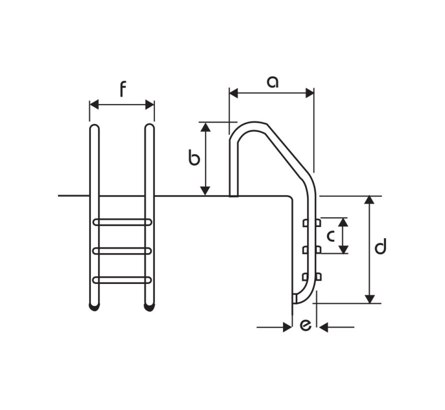 Ladder Inox 316 2xAnti-slip trede