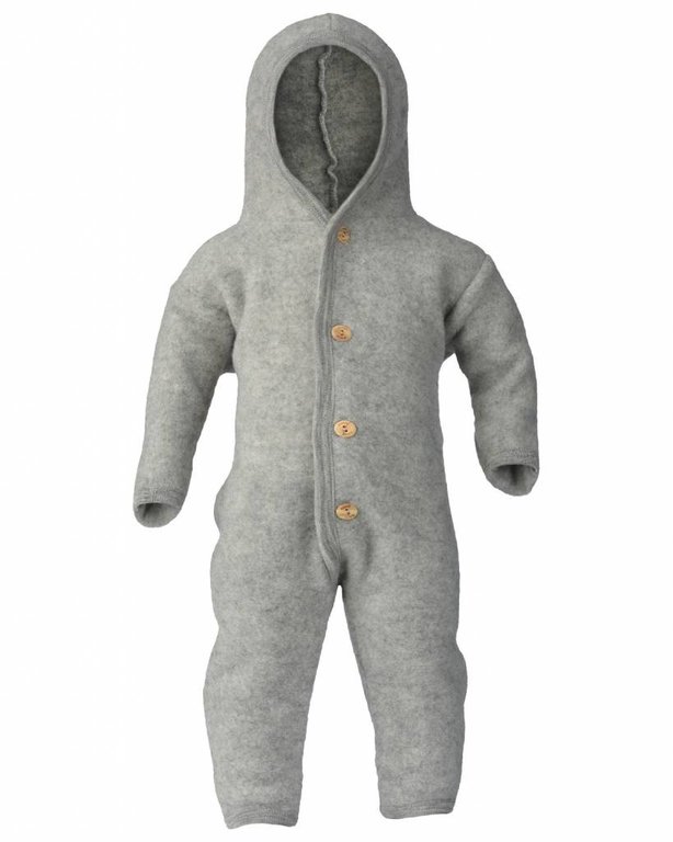 Engel Natur hooded overall with buttons // light grey