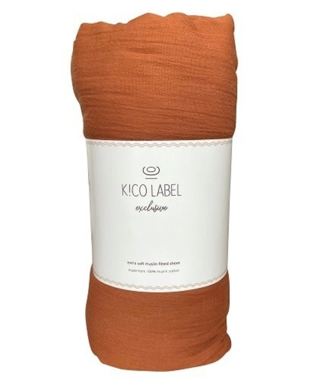 KiCo Label Cot muslin fitted sheets // pecan