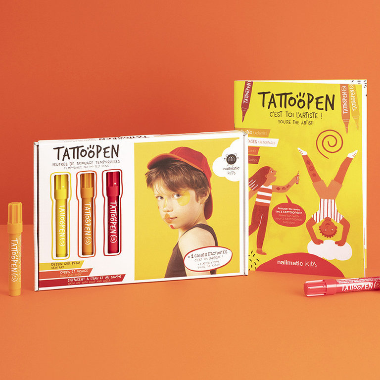 Nailmatic tattoo pen set //  artist - yellow orange red