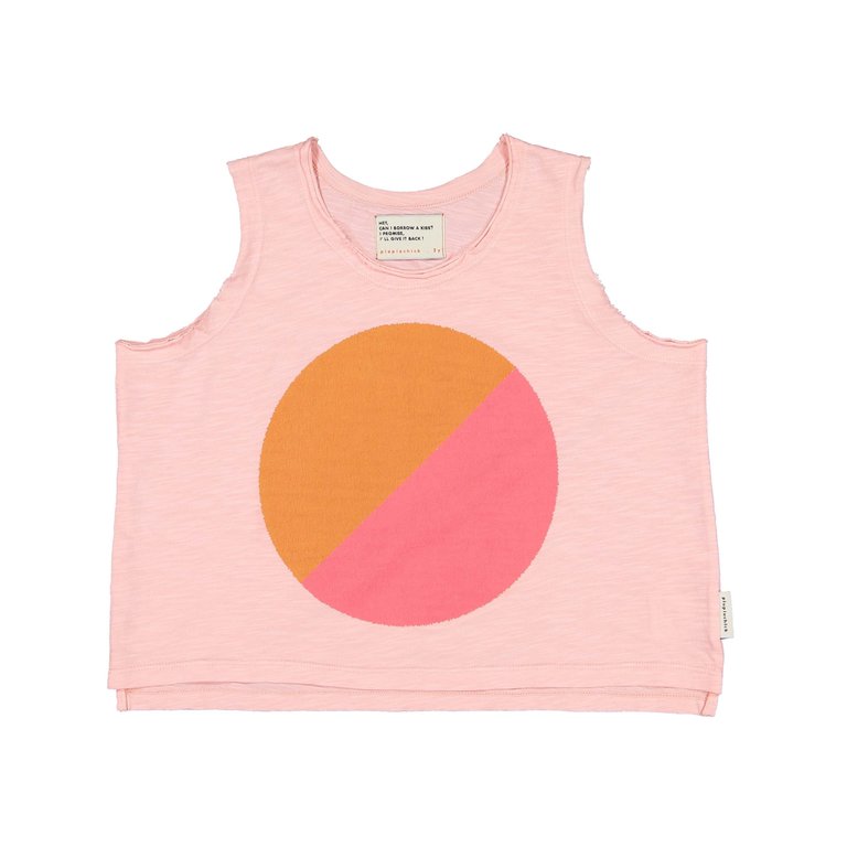 Piupiuchick sleeveless tshirt // pink w multicolor circle