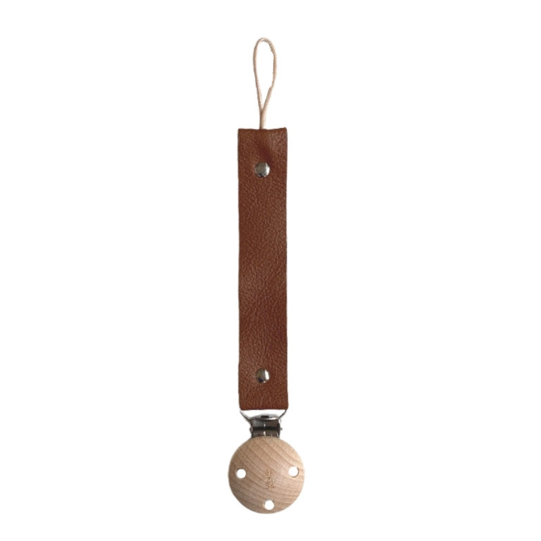 leather pacifier clip // chocolate