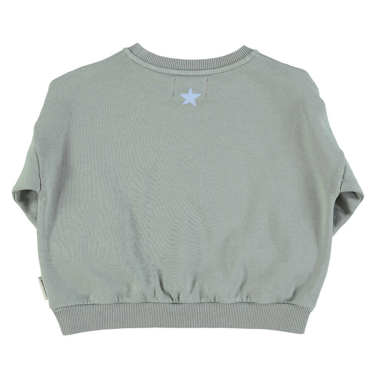 Piupiuchick unisex sweatshirt // greenish grey "hello" print