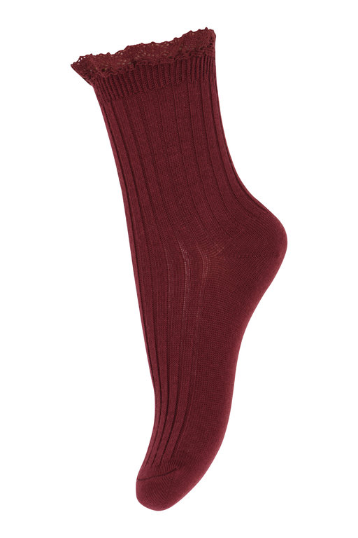 MP Denmark 57048 julia socks with lace // 1451 wine red
