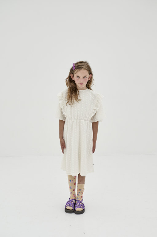 Repose Ams ruffle dress // graphic lace summer nude