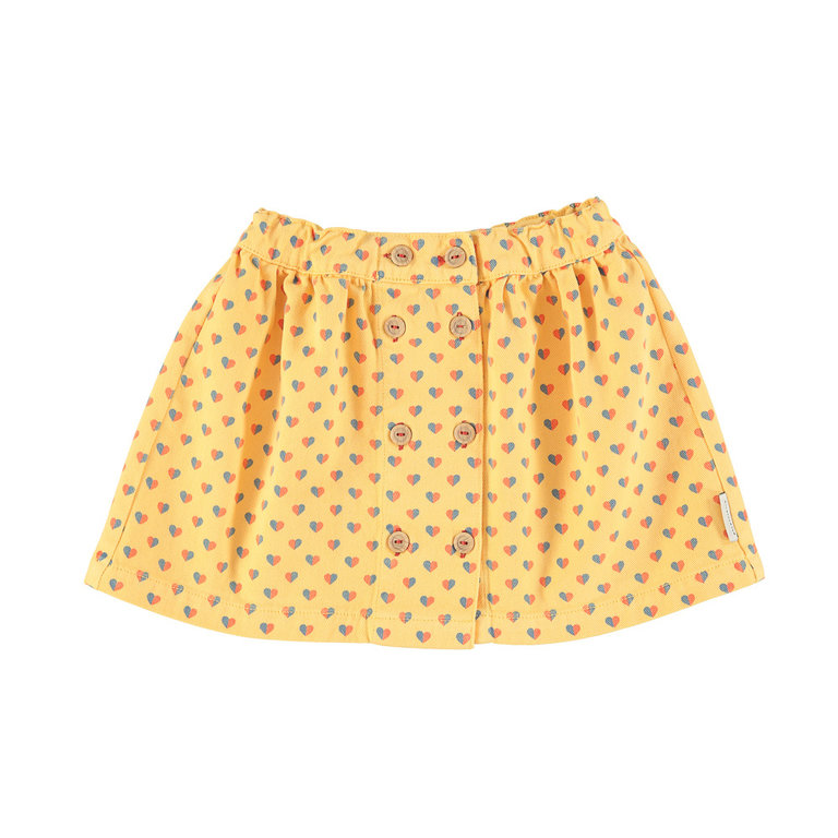 Piupiuchick short skirt // yellow w hearts allover