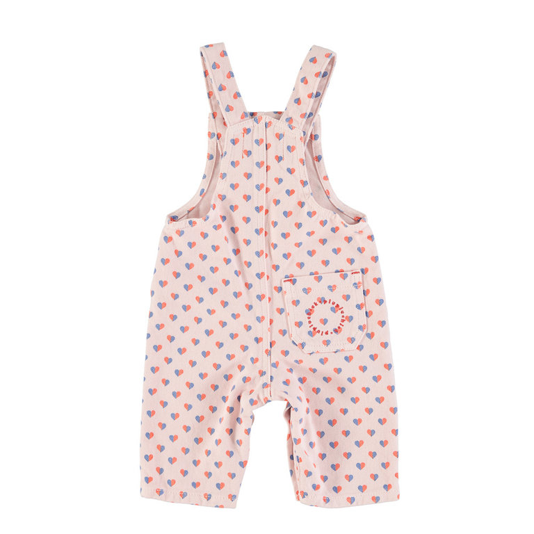 Piupiuchick baby dungarees // light pink w hearts allover