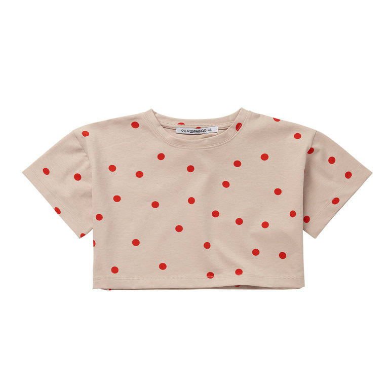 Mingo cropped t-shirt // coral dot
