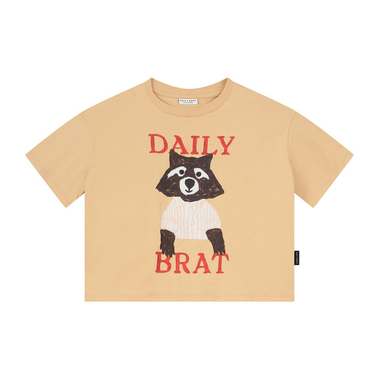 Daily Brat smizing racoon t-shirt // sand