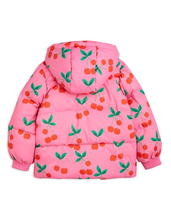 Mini Rodini cherries aop puffer jacket // pink