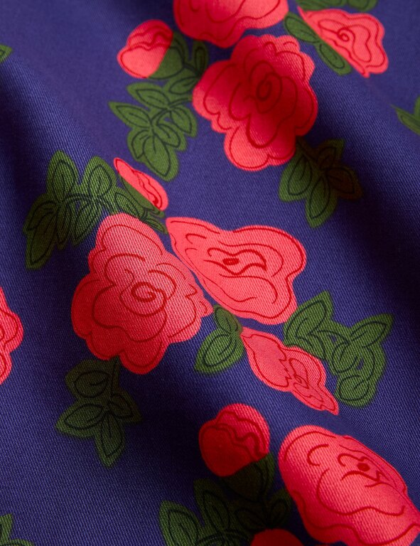 Mini Rodini roses aop woven ss shirt // blue