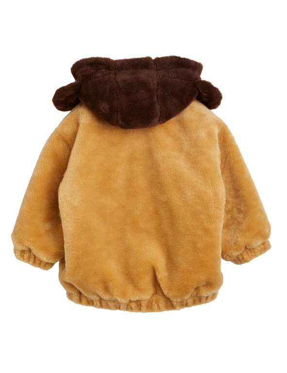 Mini Rodini adored faux fur hooded jacket // beige