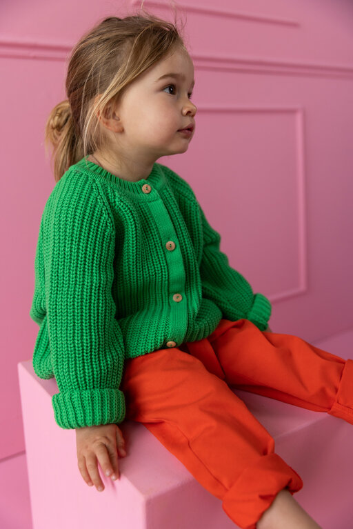 Yuki Kidswear raglan cardigan // apple green