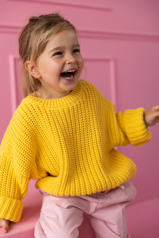 Yuki Kidswear chunky knitted sweater // lemon