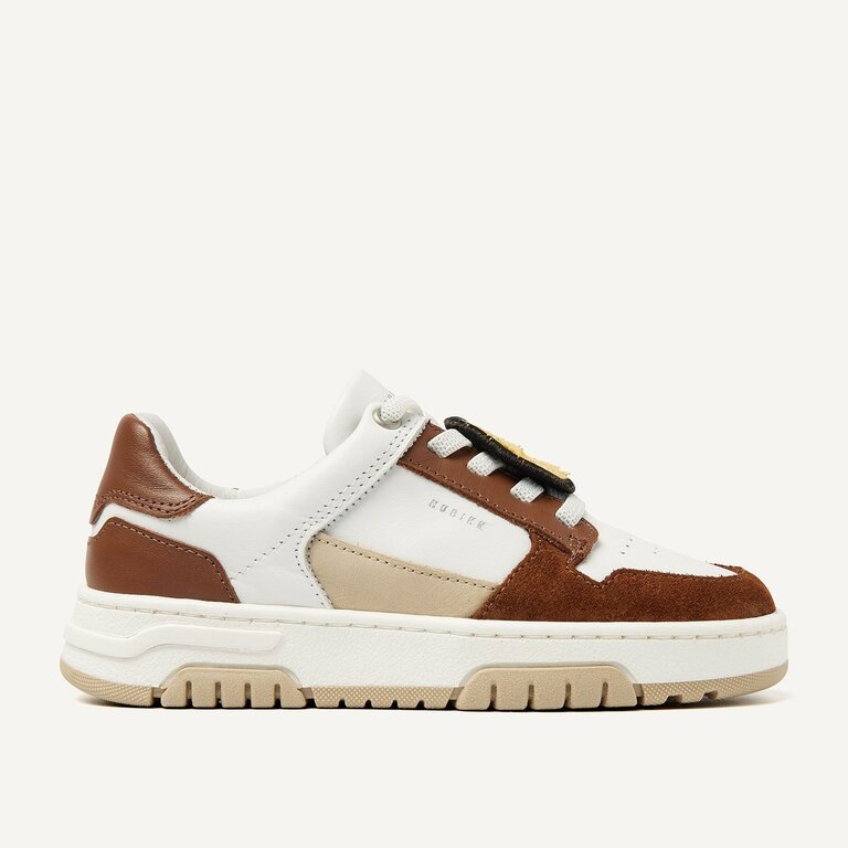 Nubikk basket court jr // white leather/brown