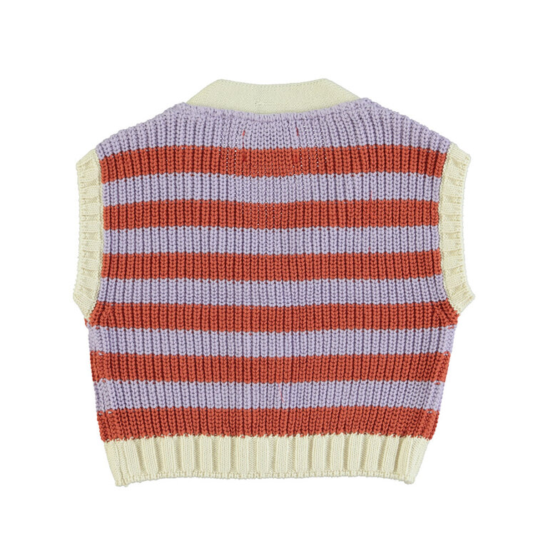 Piupiuchick knitted waistcoat // lavender & terracotta stripes