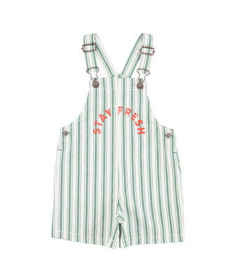 short dungarees // white large green stripes