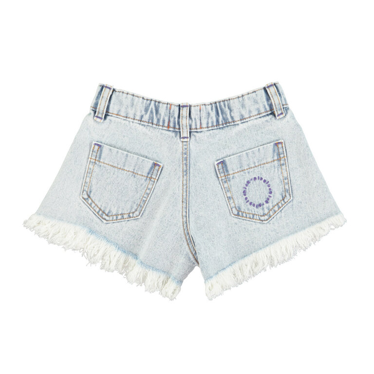 Piupiuchick shorts with fringes // washed blue denim