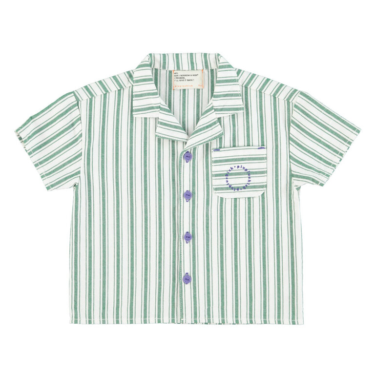 Piupiuchick hawaiian shirt // white w large green stripes