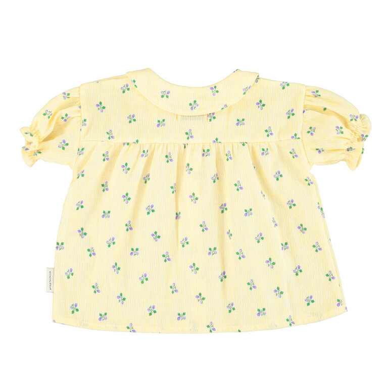 Piupiuchick peter pan collar shirt balloon sleeves // yellow stripes little flower