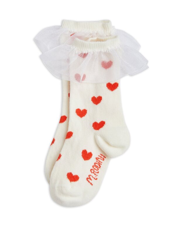 Mini Rodini hearts frill socks // white