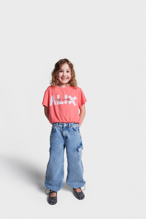 Alix the label cropped ALIX t-shirt // intense coral