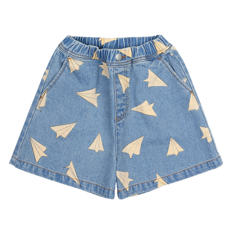 Jelly Mallow paper airplane denim shorts // indigo denim