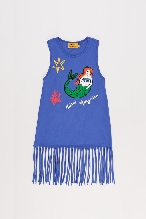 Maison Mangostan mermaid fringes dress // blue