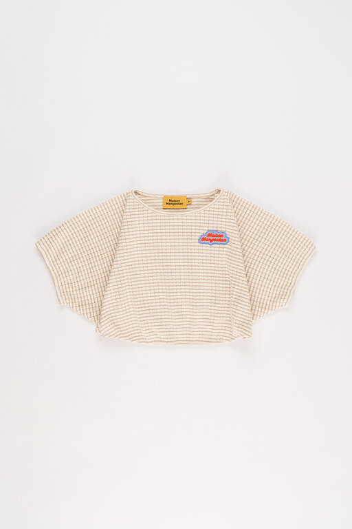 Maison Mangostan stripe knit top // beige