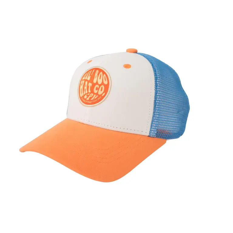 Lil' Boo trucker cap // blue/orange