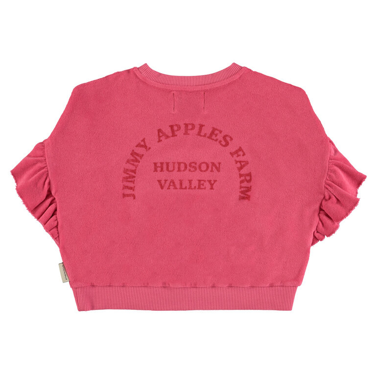 Piupiuchick terry cotton sweatshirt // strawberry pink red apple print