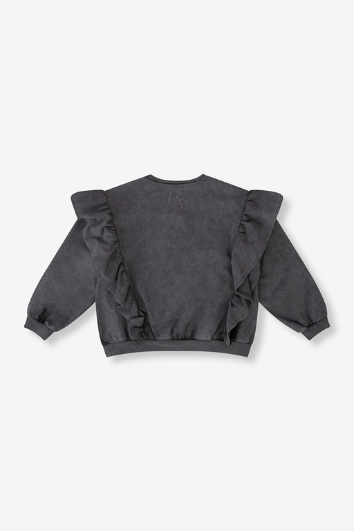 Alix the label ruffle vintage sweater // charcoal grey