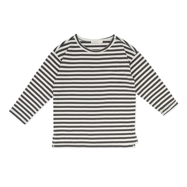 Phil & Phae oversized tee l/s stripes // graphite