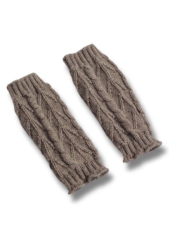 Two You Label knitted legwarmers // taupe