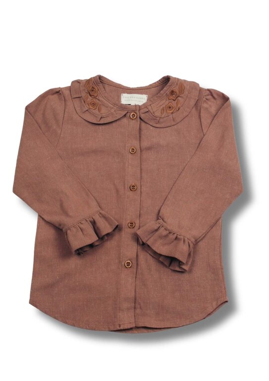 Two You Label lina linen blouse // brown