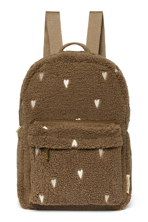 Studio Noos midi backpack with front pocket // brown teddy hearts