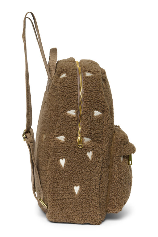 Studio Noos midi backpack with front pocket // brown teddy hearts