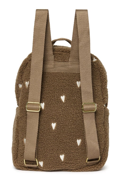 Studio Noos midi backpack with front pocket // brown teddy hearts