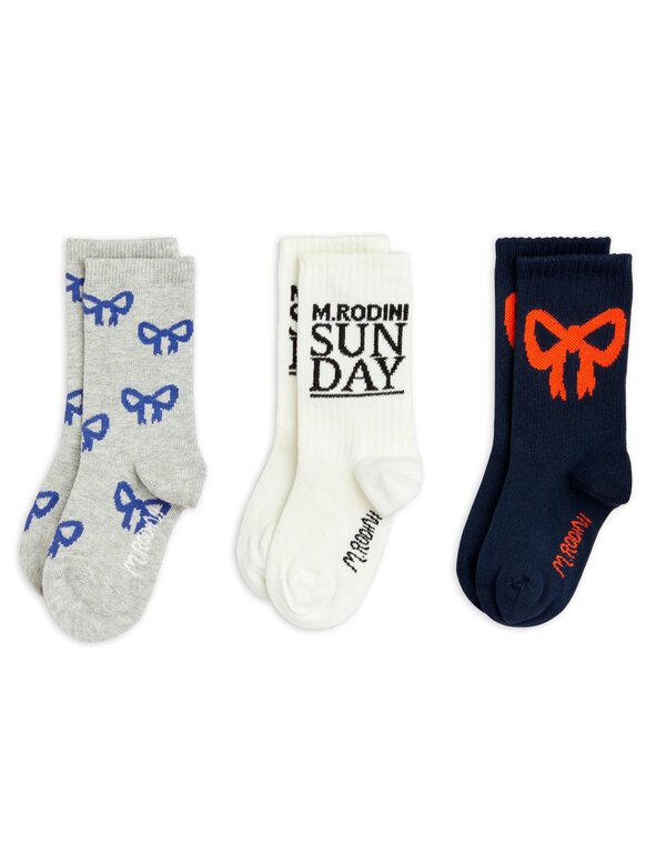 Mini Rodini bow  3-pack socks // multi