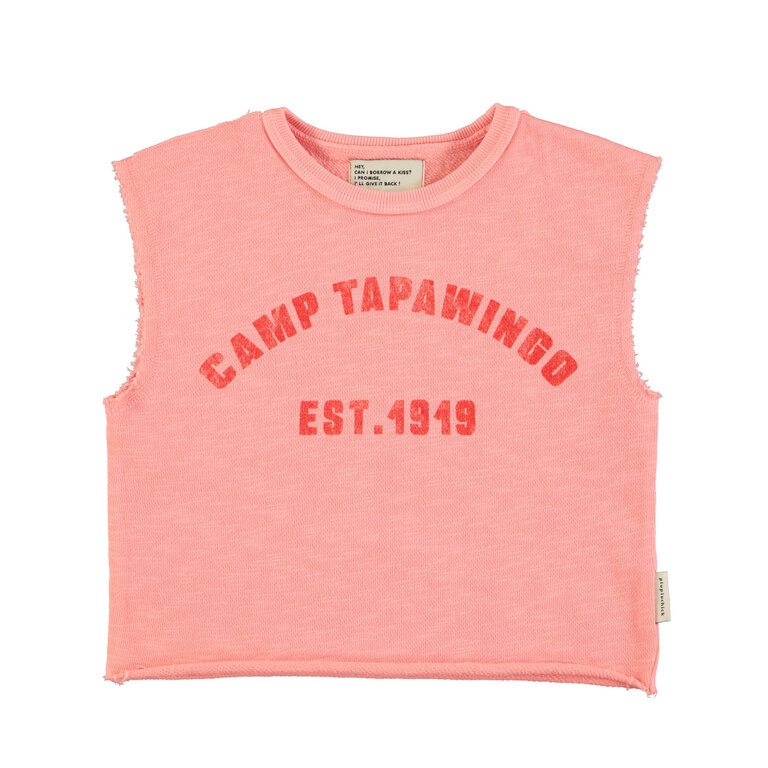 Piupiuchick sleeveless tshirt // pink 'camp tapawingo' print
