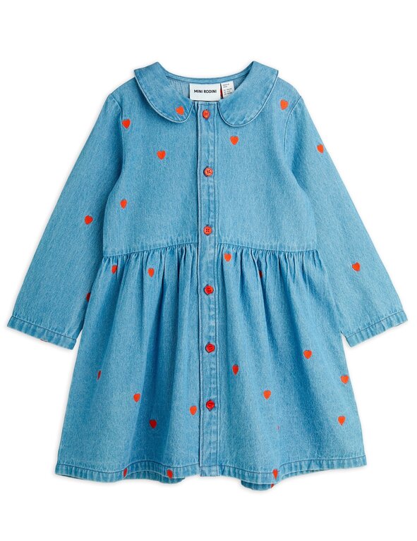 Mini Rodini mini hearts aop woven dress // blue