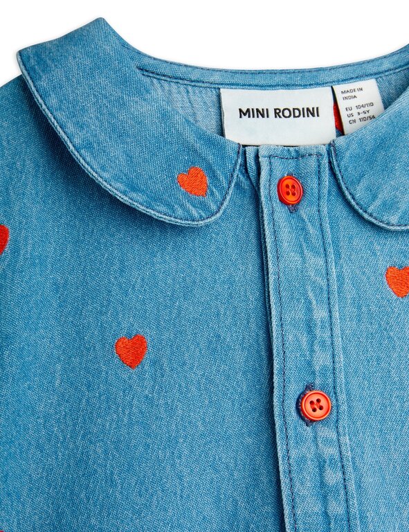 Mini Rodini mini hearts aop woven dress // blue