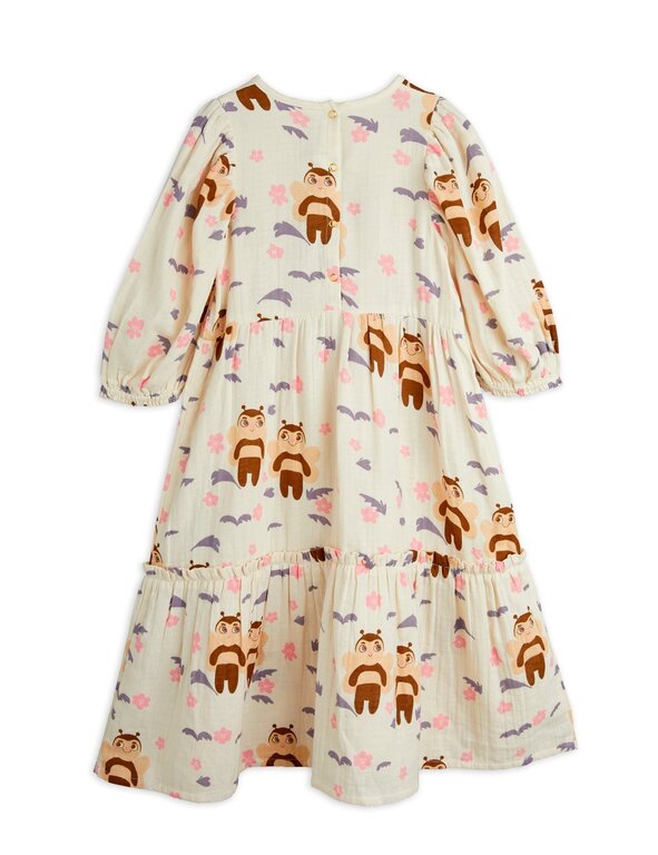 Mini Rodini muslin bee aop woven puff sleeve dress // offwhite
