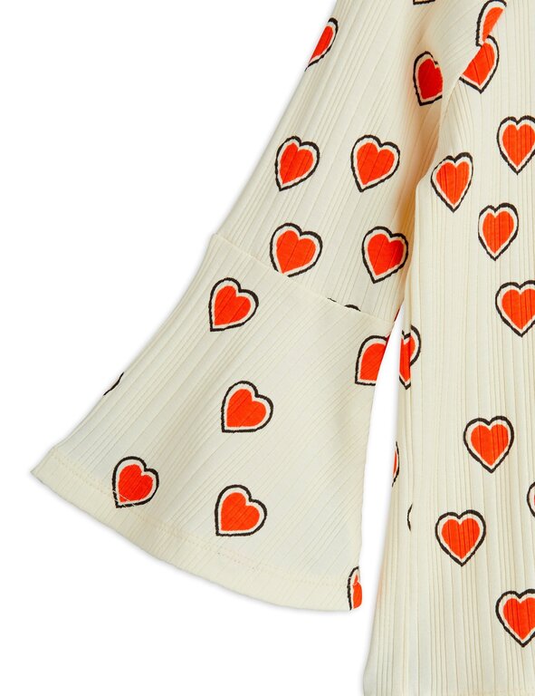 Mini Rodini outlined hearts aop trumpet sleeve top // offwhite